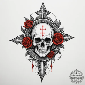 The leviathan cross, concept art for tattoo,... - эскиз тату (№1755375424_0, 16.08.2025 20:17) — tattoo-photo.ru