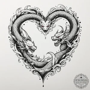 Tattoo sketch a heart made of a single contin... - эскиз тату (№1755376809_0, 16.08.2025 20:40) — tattoo-photo.ru