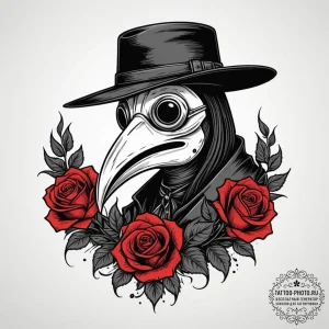 A plague doctor mask (is there, but can be a... - эскиз тату (№1755377408_0, 16.08.2025 20:50) — tattoo-photo.ru
