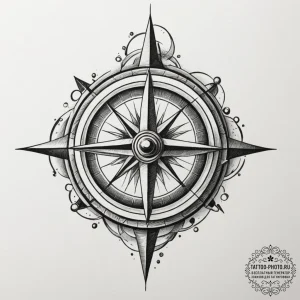 Tattoo sketch a pair of compasses, one showin... - эскиз тату (№1755380188_0, 16.08.2025 21:36) — tattoo-photo.ru