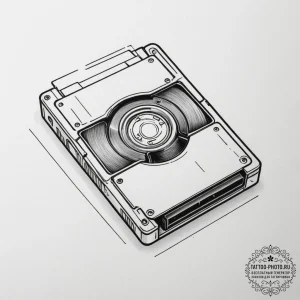 Tattoo sketch a floppy disk transforming into... - эскиз тату (№1755383380_0, 16.08.2025 22:29) — tattoo-photo.ru