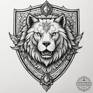 Tattoo design a stylized shield with a specif... - эскиз тату (№1755385554_0, 16.08.2025 23:05) — tattoo-photo.ru