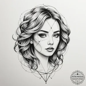 Tattoo sketch a geometric shape whose lines a... - эскиз тату (№1755388521_0, 16.08.2025 23:55) — tattoo-photo.ru