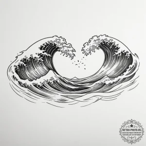 Tattoo sketch a wave that splits into two, on... - эскиз тату (№1755389704_0, 17.08.2025 00:15) — tattoo-photo.ru