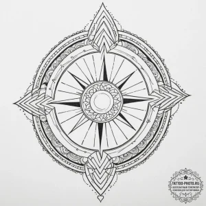 Tattoo design: a stylized kolovrat with subtl... - эскиз тату (№1755392677_0, 17.08.2025 01:04) — tattoo-photo.ru