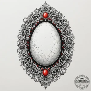 A simple, stark still life of a single egg on... - эскиз тату (№1755393664_0, 17.08.2025 01:21) — tattoo-photo.ru