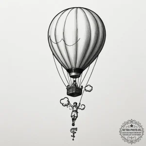 Tattoo sketch a balloon floating into the sky... - эскиз тату (№1755393864_0, 17.08.2025 01:24) — tattoo-photo.ru