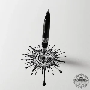 Fountain pen with an ink spill - эскиз тату (№1755395058_0, 17.08.2025 01:44) — tattoo-photo.ru