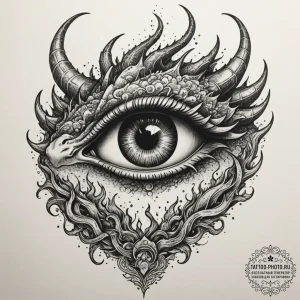 Tattoo sketch a dragon's eye peering through... - эскиз тату (№1755395460_0, 17.08.2025 01:51) — tattoo-photo.ru