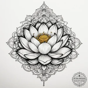 Tattoo sketch a stylized lotus flower bloomin... - эскиз тату (№1755396057_0, 17.08.2025 02:00) — tattoo-photo.ru