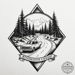 A shot of a road crew laying fresh asphalt.,... - эскиз тату (№1755397049_0, 17.08.2025 02:17) — tattoo-photo.ru
