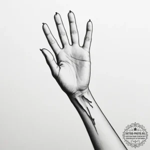 Tattoo design a hand reaching out to another,... - эскиз тату (№1755398247_0, 17.08.2025 02:37) — tattoo-photo.ru