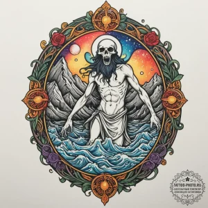 Charon on the river styx, tattoo flash sheet... - эскиз тату (№1755400810_0, 17.08.2025 03:20) — tattoo-photo.ru