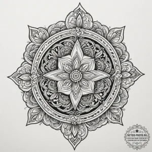 Tattoo design: a kolovrat with interwoven pat... - эскиз тату (№1755401398_0, 17.08.2025 03:29) — tattoo-photo.ru