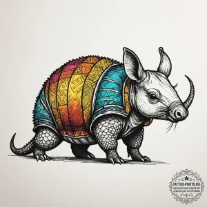 An armadillo, tattoo drawing outline, detaile... - эскиз тату (№1755403949_0, 17.08.2025 04:12) — tattoo-photo.ru
