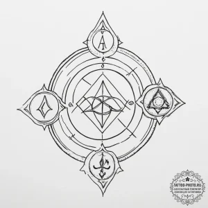 The alchemical symbols for the four elements - эскиз тату (№1755405130_0, 17.08.2025 04:32) — tattoo-photo.ru