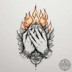 Tattoo design a pair of hands cupped together... - эскиз тату (№1755406115_0, 17.08.2025 04:48) — tattoo-photo.ru