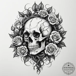 Tattoo sketch a gnarled, ancient oak tree wit... - эскиз тату (№1755406901_0, 17.08.2025 05:01) — tattoo-photo.ru