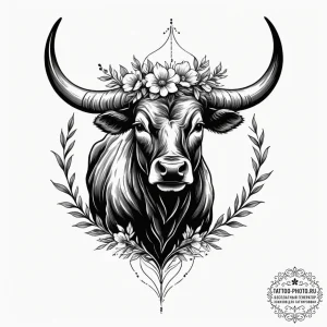 Tattoo design a delicate taurus bull silhouet... - эскиз тату (№1755408865_0, 17.08.2025 05:34) — tattoo-photo.ru
