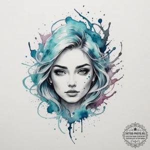 Tattoo sketch a watercolor splash in soft pas... - эскиз тату (№1755410831_0, 17.08.2025 06:07) — tattoo-photo.ru