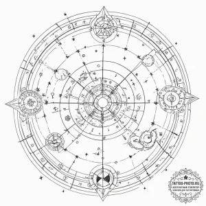 Tattoo design a celestial map with the chosen... - эскиз тату (№1755411815_0, 17.08.2025 06:23) — tattoo-photo.ru
