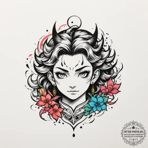 Tanjiro's hanafuda earrings from demon slayer... - эскиз тату (№1755413380_0, 17.08.2025 06:49) — tattoo-photo.ru