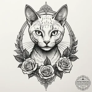 Egyptian cat, artistic tattoo sketch, detaile... - эскиз тату (№1755413969_0, 17.08.2025 06:59) — tattoo-photo.ru