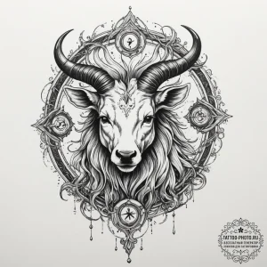 Tattoo design a zodiac animal emerging from o... - эскиз тату (№1755414952_0, 17.08.2025 07:15) — tattoo-photo.ru