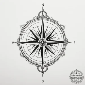 A compass rose (is there as wind rose, but ca... - эскиз тату (№1755415738_0, 17.08.2025 07:28) — tattoo-photo.ru