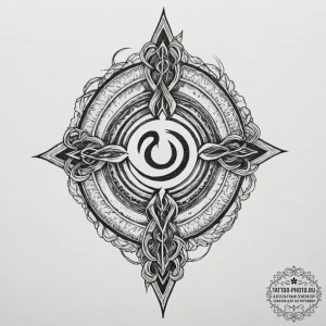 62. tattoo design: a "chernobog" rune with su... - эскиз тату (№1755417112_0, 17.08.2025 07:51) — tattoo-photo.ru