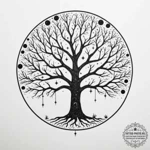 Tattoo sketch a stylized tree where the branc... - эскиз тату (№1755417310_0, 17.08.2025 07:55) — tattoo-photo.ru
