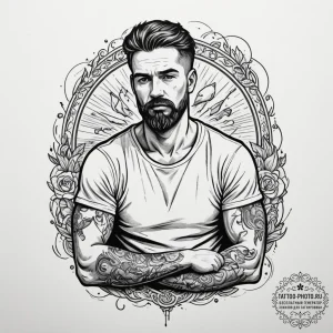 A thoughtful portrait of a painter in their m... - эскиз тату (№1755417507_0, 17.08.2025 07:58) — tattoo-photo.ru
