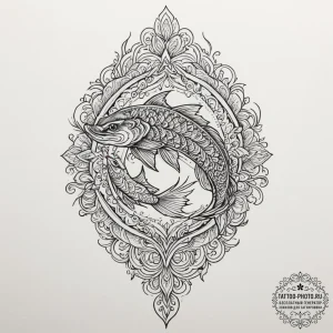 Pike, tattoo line art, on a clean white paper... - эскиз тату (№1755417899_0, 17.08.2025 08:04) — tattoo-photo.ru