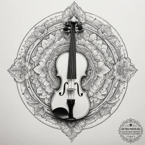 Tattoo sketch a violin whose strings turn int... - эскиз тату (№1755420454_0, 17.08.2025 08:47) — tattoo-photo.ru