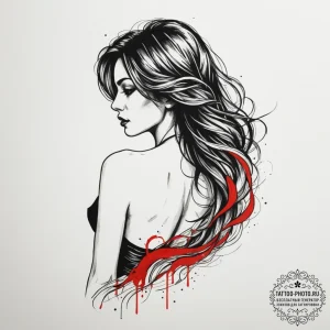 Tattoo design a silhouette of a woman's back,... - эскиз тату (№1755421842_0, 17.08.2025 09:10) — tattoo-photo.ru