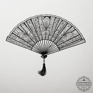 Tattoo design a small, ornate fan. - эскиз тату (№1755422238_0, 17.08.2025 09:17) — tattoo-photo.ru