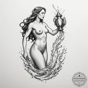 Tattoo sketch a realistic aquarius water-bear... - эскиз тату (№1755426600_0, 17.08.2025 10:30) — tattoo-photo.ru