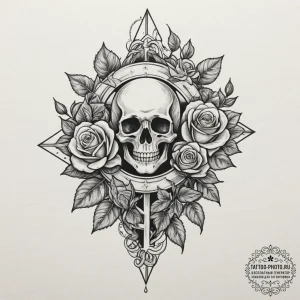Happiness (symbol), artistic tattoo sketch, o... - эскиз тату (№1755429973_0, 17.08.2025 11:26) — tattoo-photo.ru