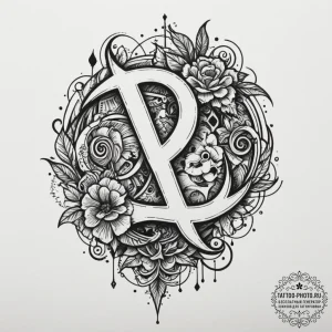 Tattoo sketch a subtle initial with a small,... - эскиз тату (№1755430575_0, 17.08.2025 11:36) — tattoo-photo.ru
