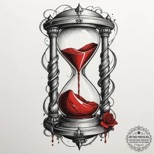 Tattoo sketch a classic hourglass where sand... - эскиз тату (№1755433713_0, 17.08.2025 12:28) — tattoo-photo.ru