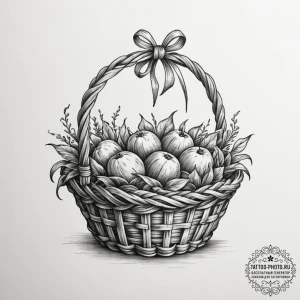 Tattoo sketch a delicate, woven basket patter... - эскиз тату (№1755436092_0, 17.08.2025 13:08) — tattoo-photo.ru