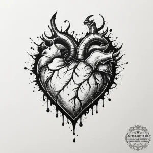 Tattoo design a heart depicted as solid stone... - эскиз тату (№1755439236_0, 17.08.2025 14:00) — tattoo-photo.ru