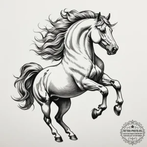 Tattoo sketch a proud stallion, rearing up, s... - эскиз тату (№1755439626_0, 17.08.2025 14:07) — tattoo-photo.ru