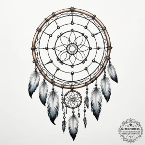 Tattoo sketch a dreamcatcher with a zodiac gl... - эскиз тату (№1755440017_0, 17.08.2025 14:13) — tattoo-photo.ru