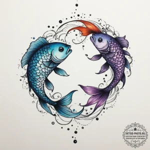 Tattoo design pisces fish, one in blackwork,... - эскиз тату (№1755440996_0, 17.08.2025 14:29) — tattoo-photo.ru