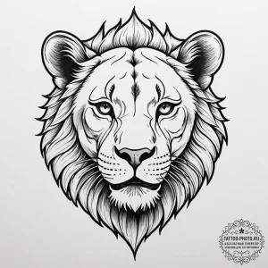 Tattoo design a fierce lioness's face, strong... - эскиз тату (№1755441582_0, 17.08.2025 14:39) — tattoo-photo.ru