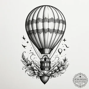 Tattoo design a small, cartoonish hot air bal... - эскиз тату (№1755442955_0, 17.08.2025 15:02) — tattoo-photo.ru
