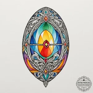 Faberge egg, concept art for tattoo, vibrant... - эскиз тату (№1755444551_0, 17.08.2025 15:29) — tattoo-photo.ru