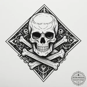 Tattoo design a floppy disk with a skull and... - эскиз тату (№1755445545_0, 17.08.2025 15:45) — tattoo-photo.ru