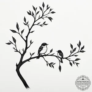Tattoo design a silhouette of a tree branch w... - эскиз тату (№1755445955_0, 17.08.2025 15:52) — tattoo-photo.ru